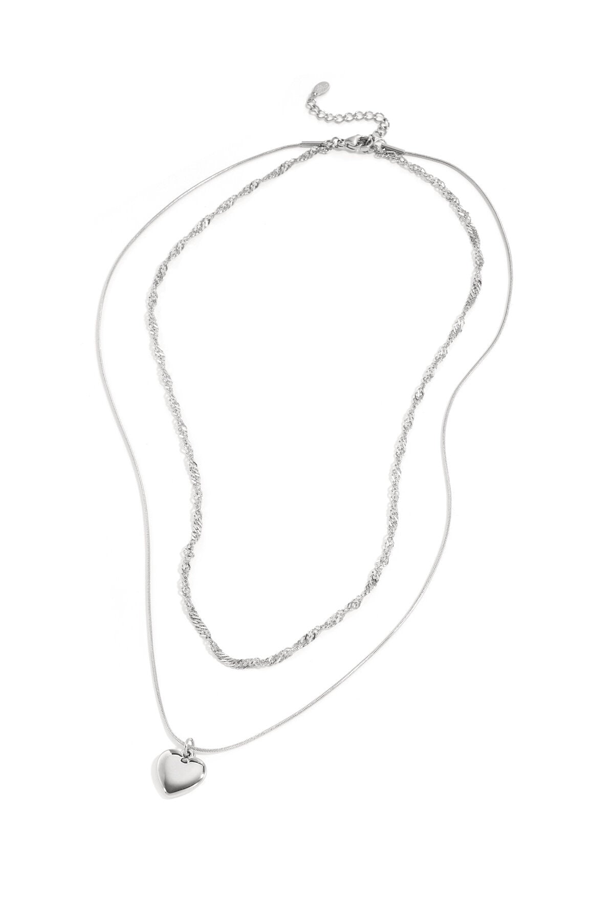Layered necklace with heart charm