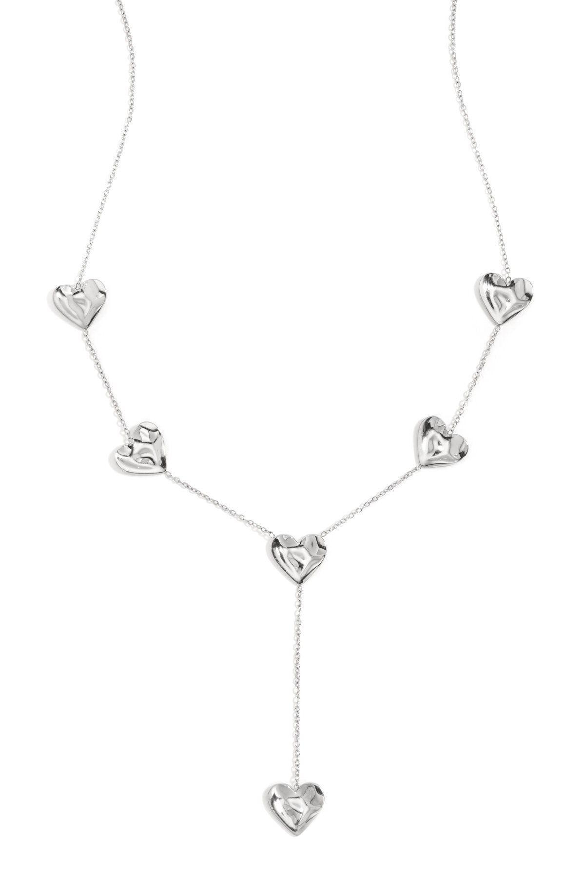 Y-shaped necklace with wavy hearts