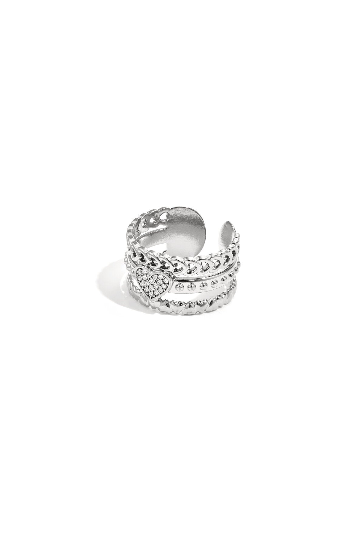 Statement ring with rose in heart