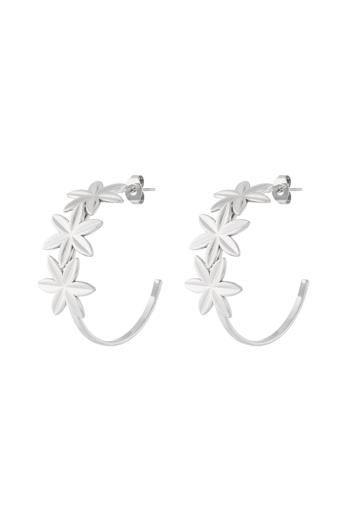 Hoop earrings adorned with flowers