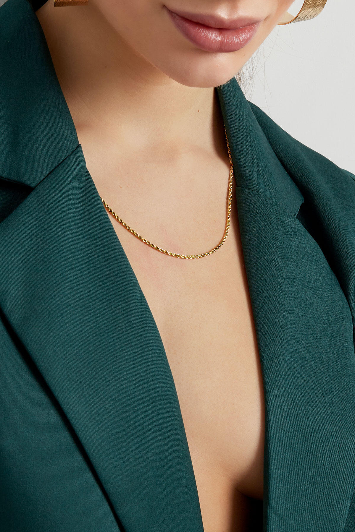 necklace twisted thin - Gold color-2.0mm
