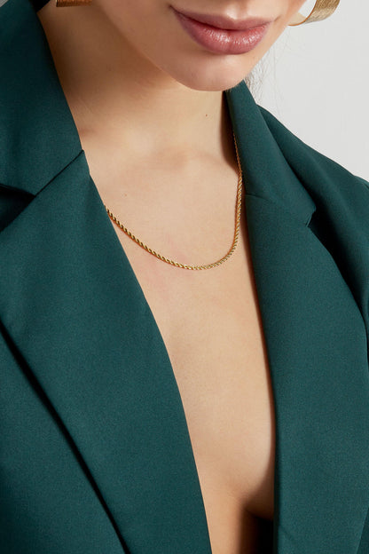 necklace twisted thin - Gold color-2.0mm