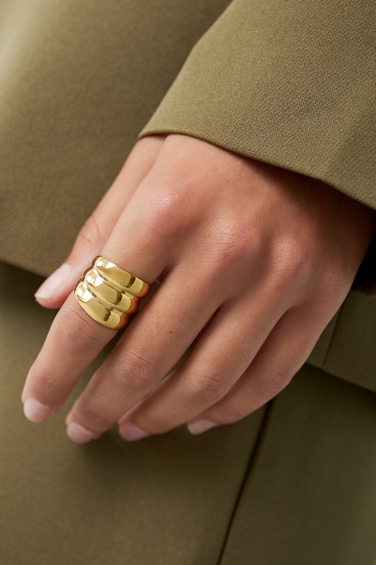 Three in a Row ring - Silver Color color