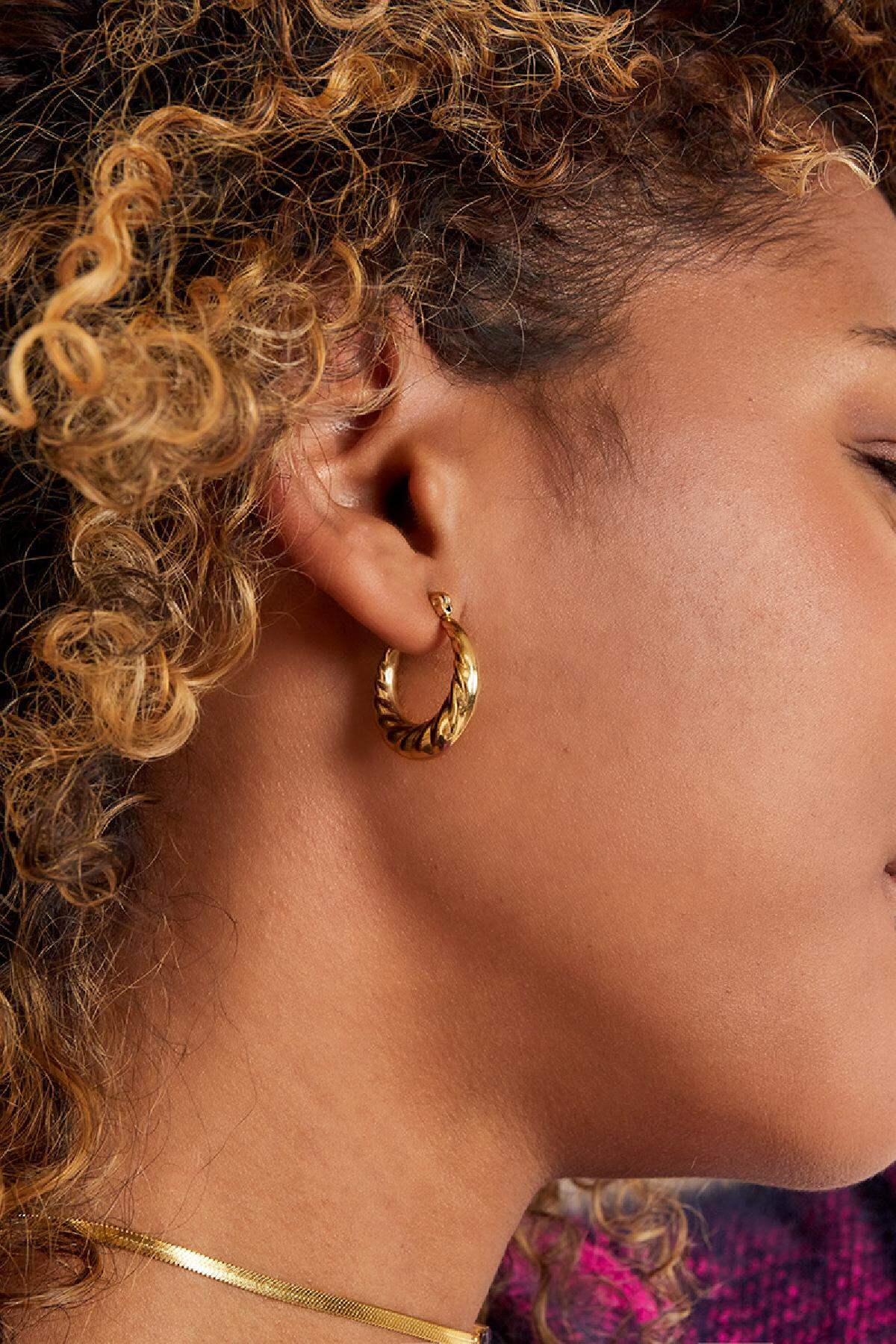 Earrings Baguette Gold Color Stainless Steel