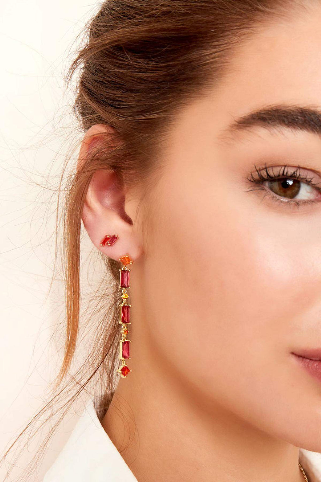 Ear studs colored stones - Sparkle collection Gold color Copper
