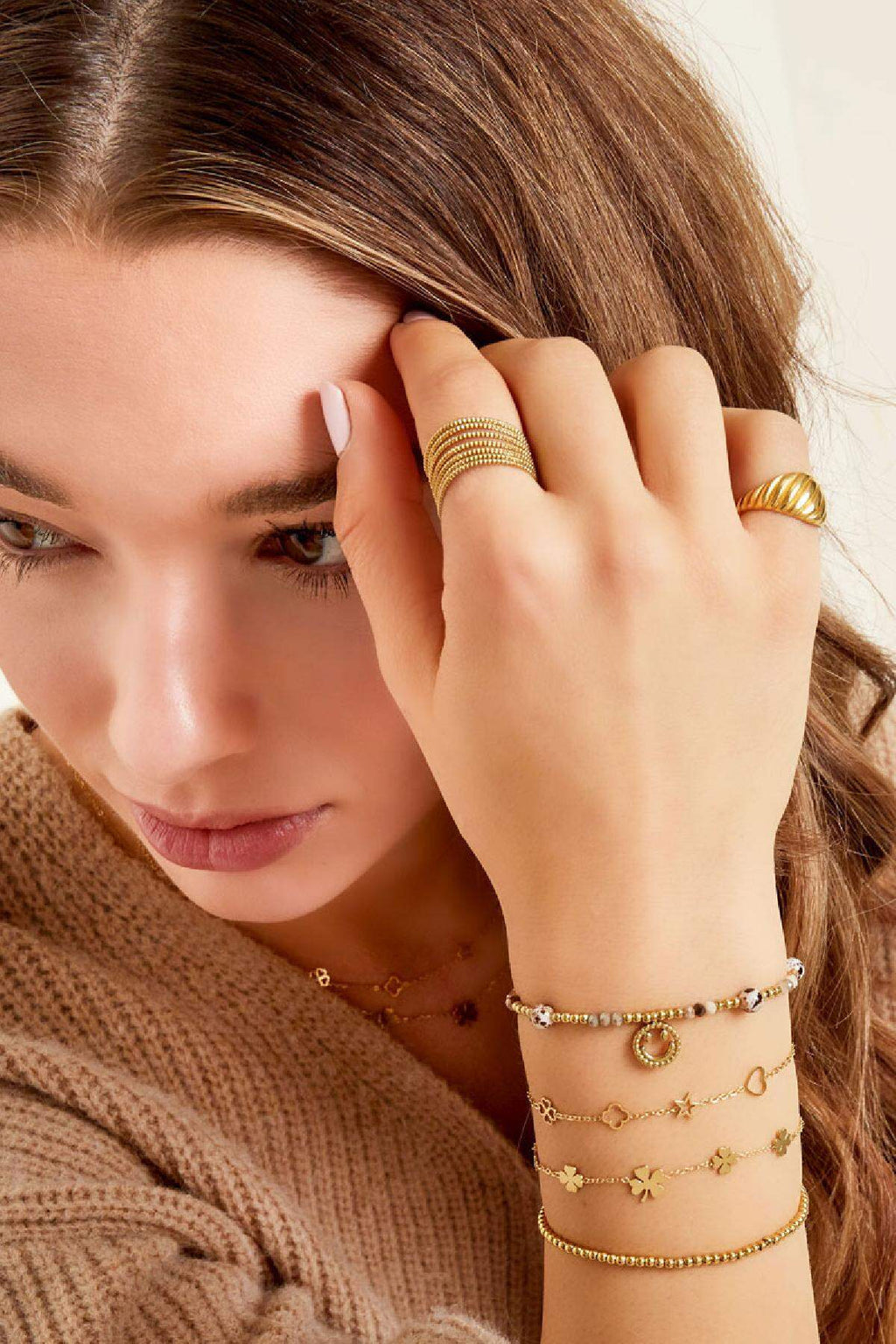 Bracelet with figures Gold Color Stainless Steel