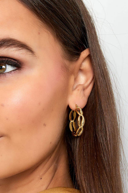 Earrings shell look Gold Color Stainless Steel
