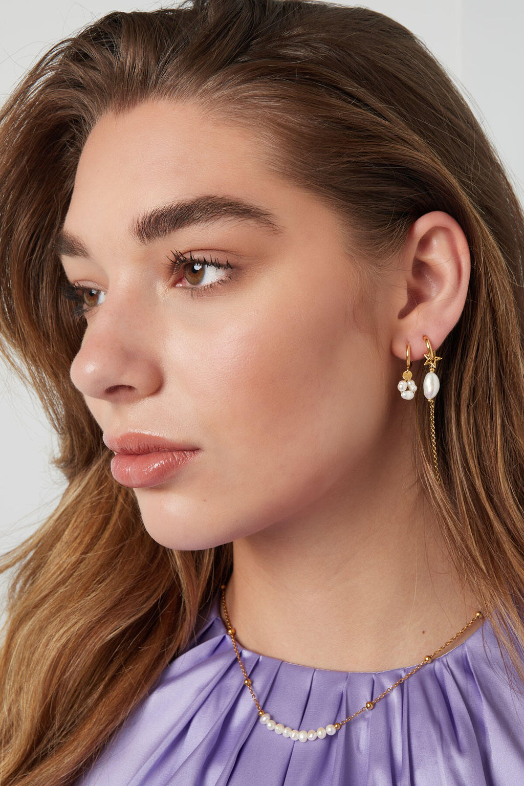 Earrings with pearl pendant - Stainless Steel