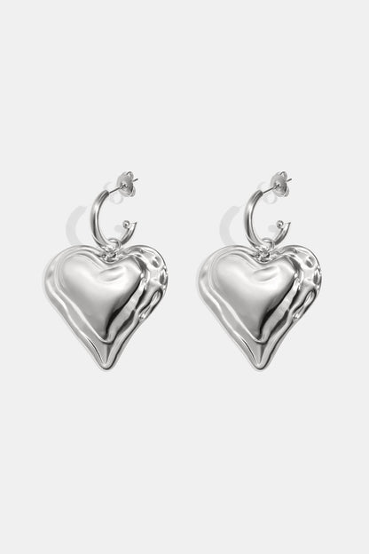 Earrings with large hanging heart