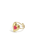 Adjustable statement ring with colored heart