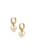 Squoval earrings with dangling mother-of-pearl hearts