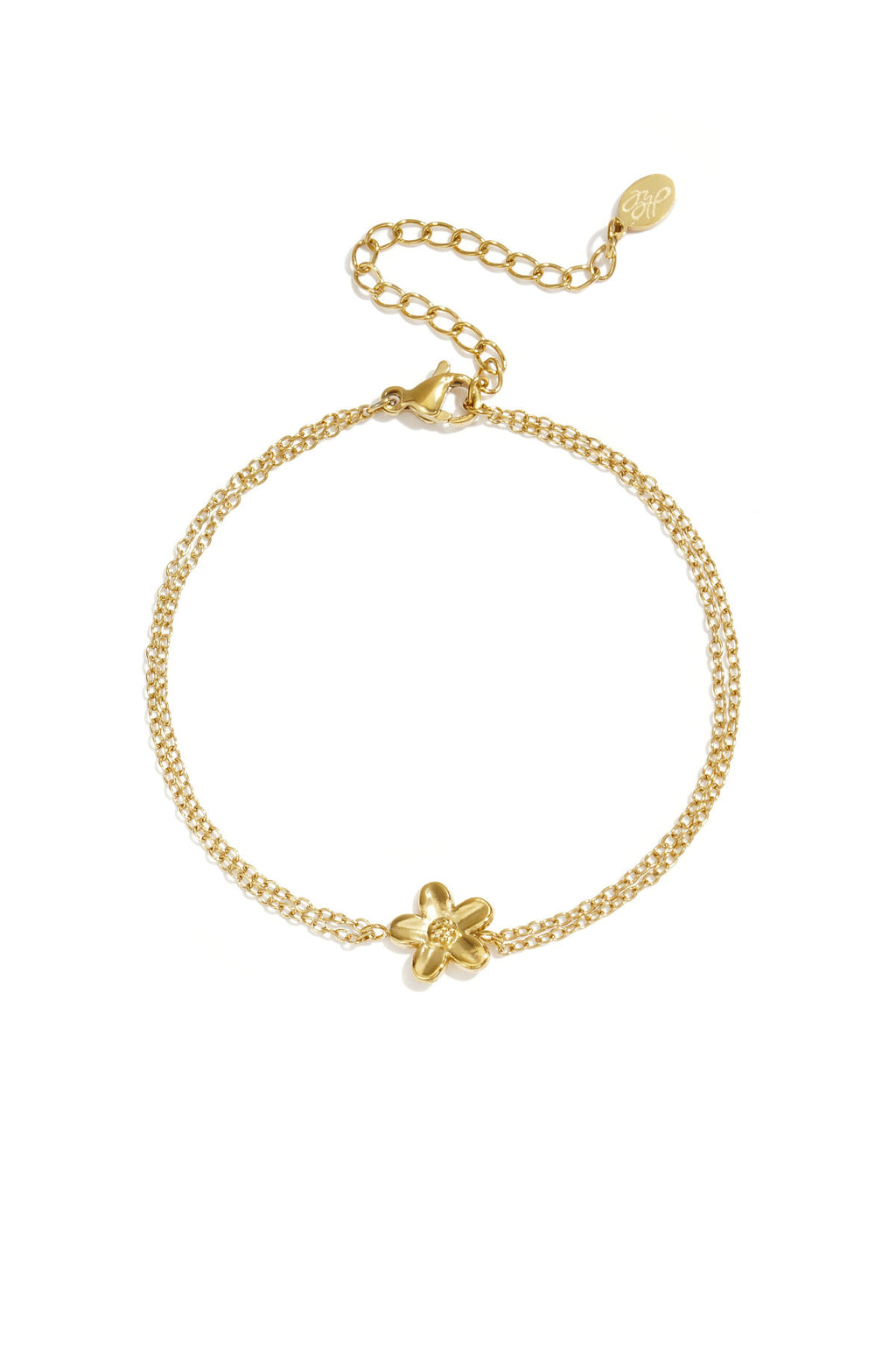 Bracelet with double chain and small flower