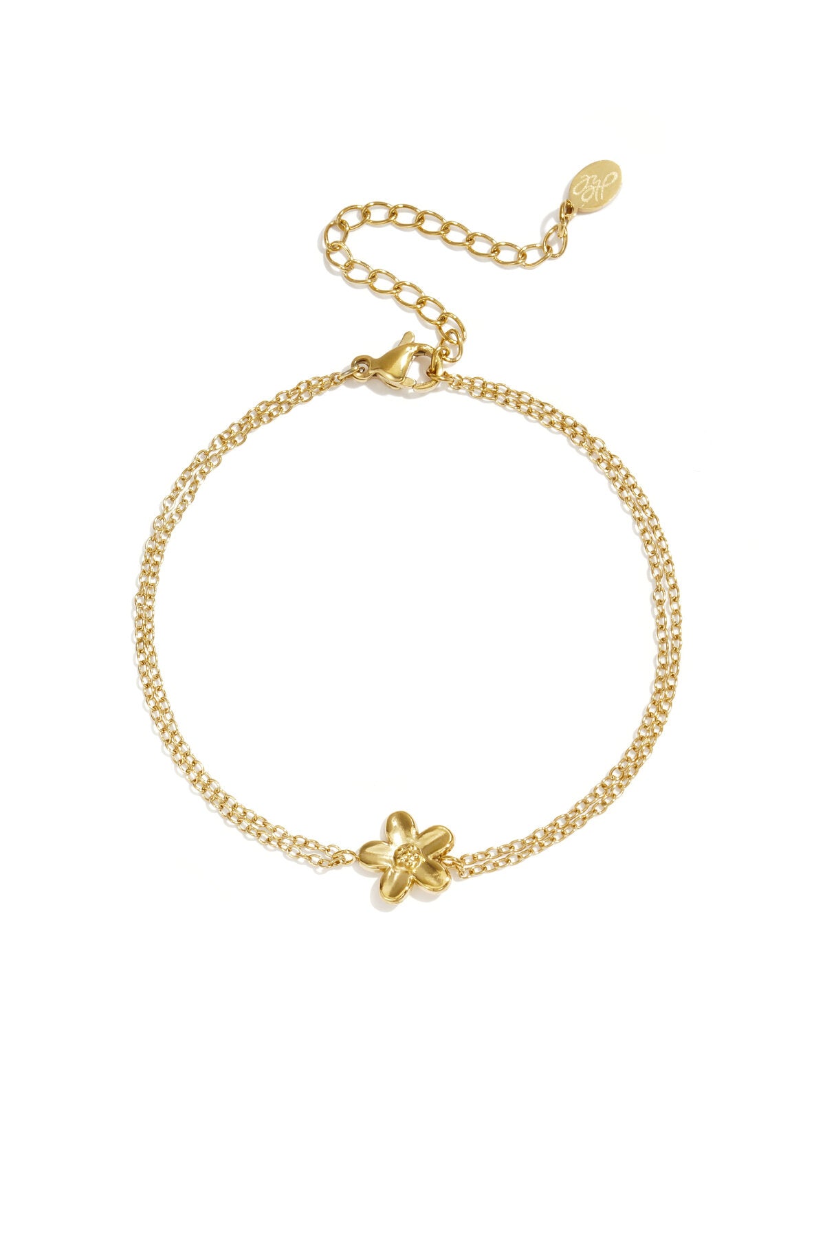 Bracelet with double chain and small flower