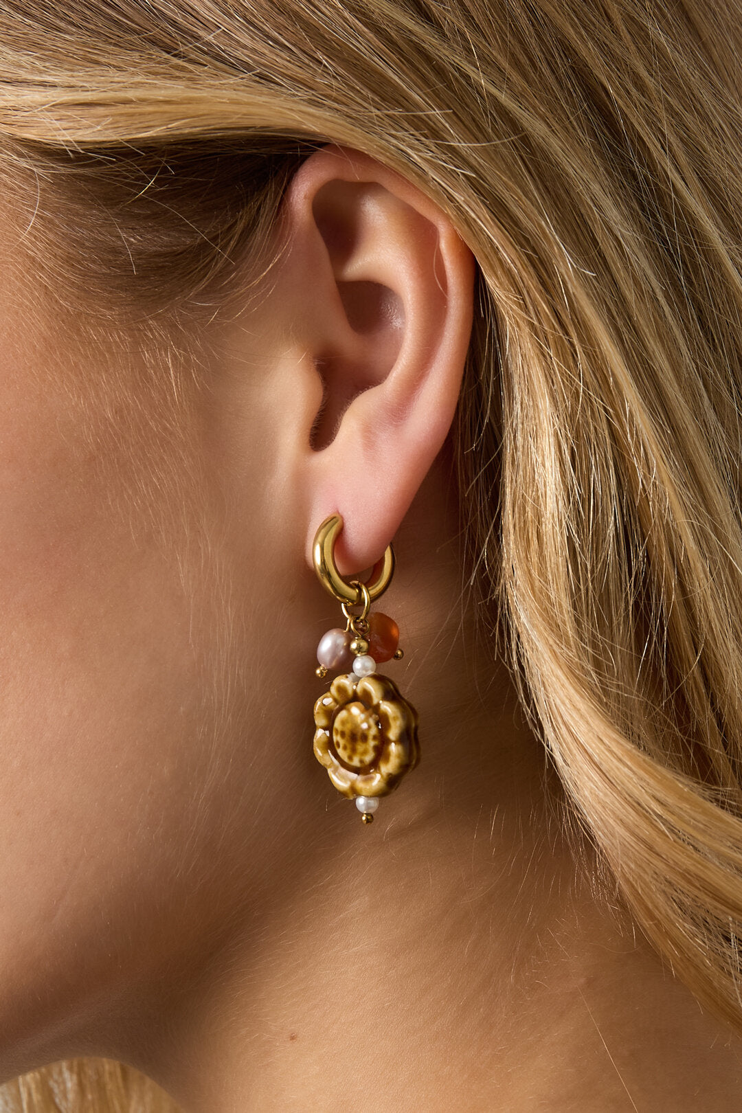 Stainless Steel Drop Earrings Flower Casual Daily Simple Series Women's jewelry