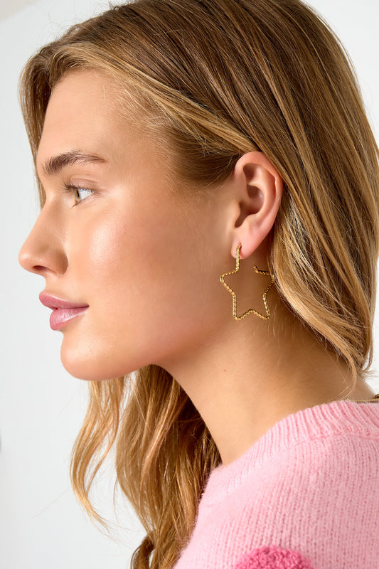 Stainless Steel Hoop Earrings Star Casual Daily Simple Series Women's jewelry