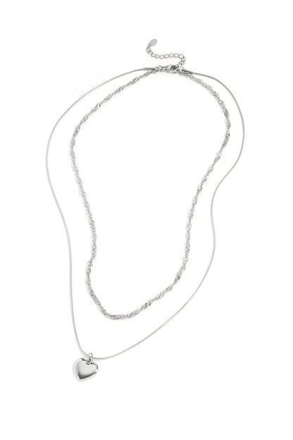 Layered necklace with heart charm