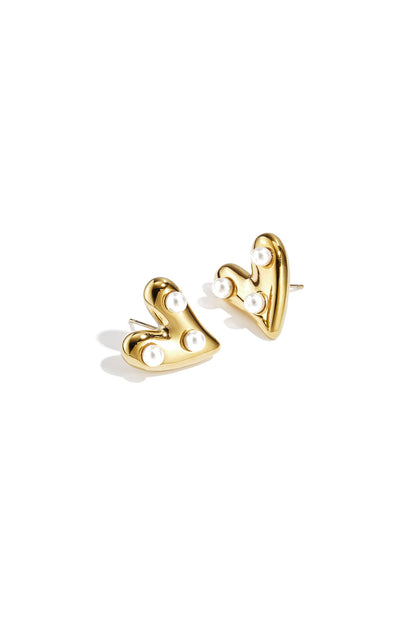 Heart earrings with pearls