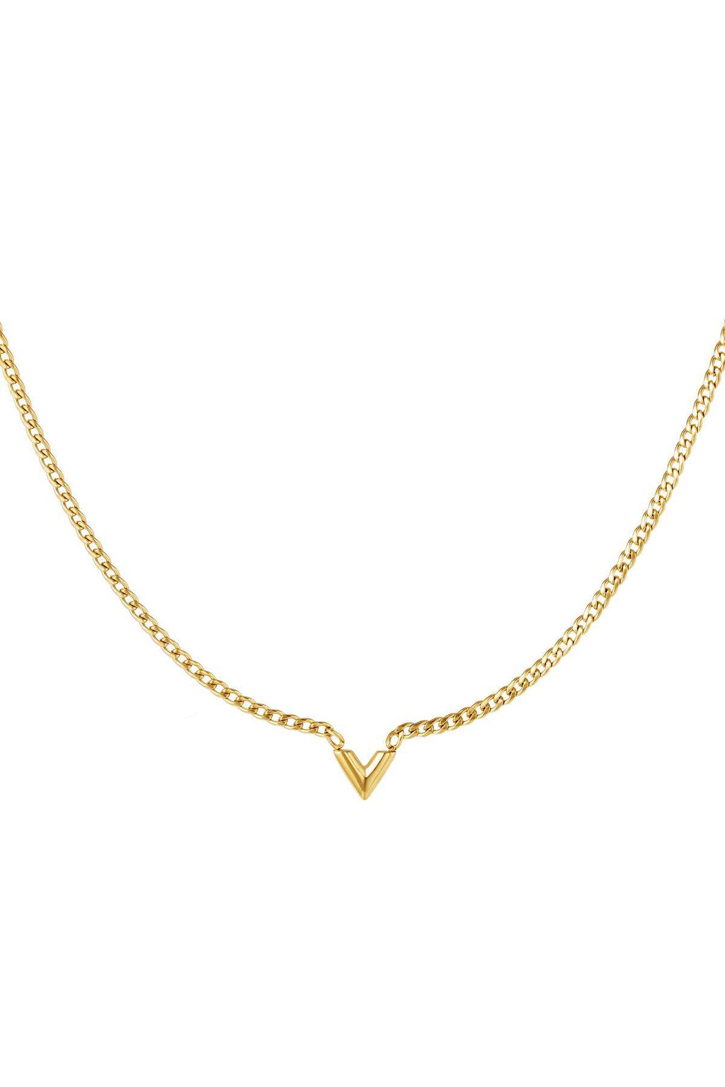stainless steel necklace letter v 
