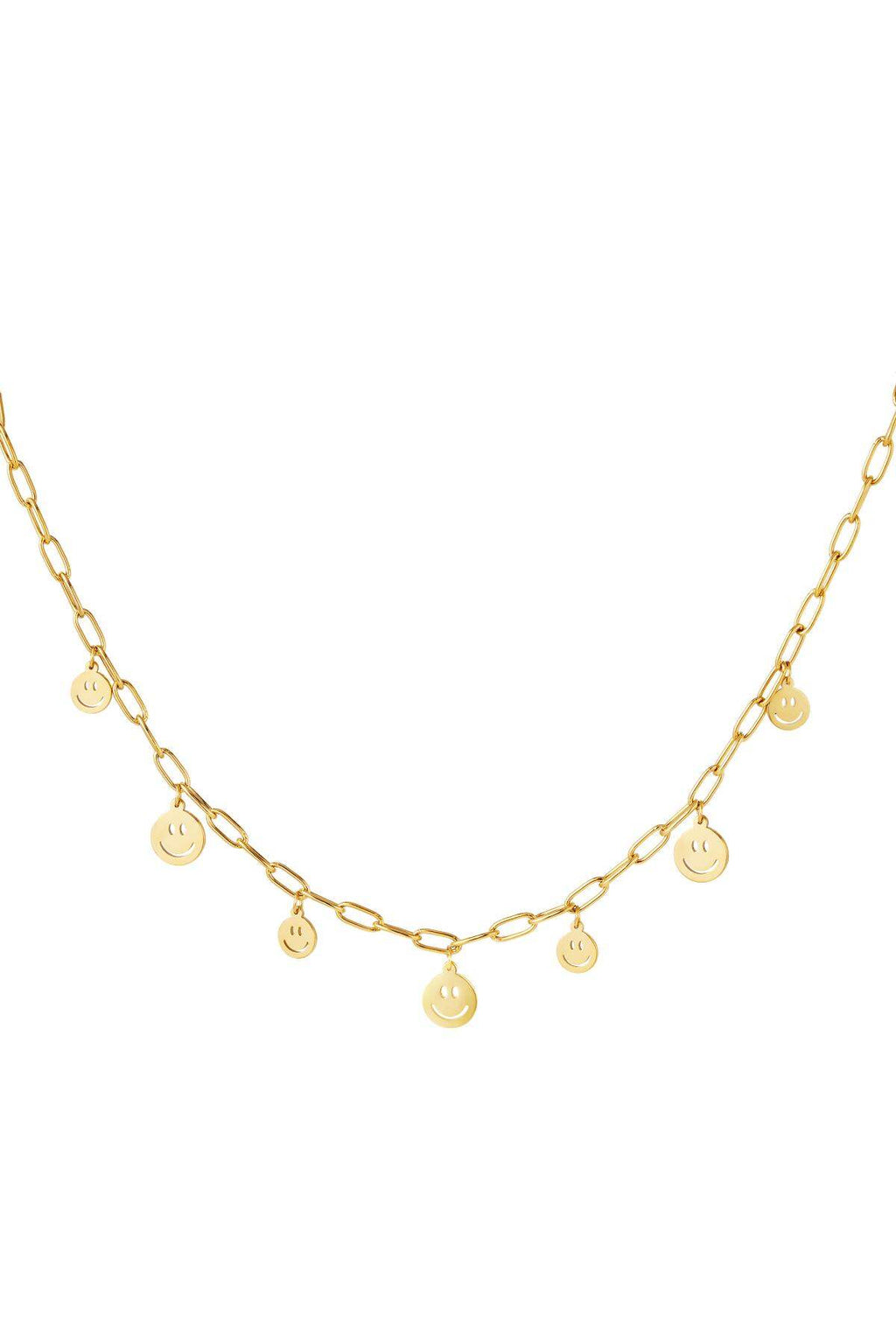 Necklace multiple smileys Gold Color Stainless Steel
