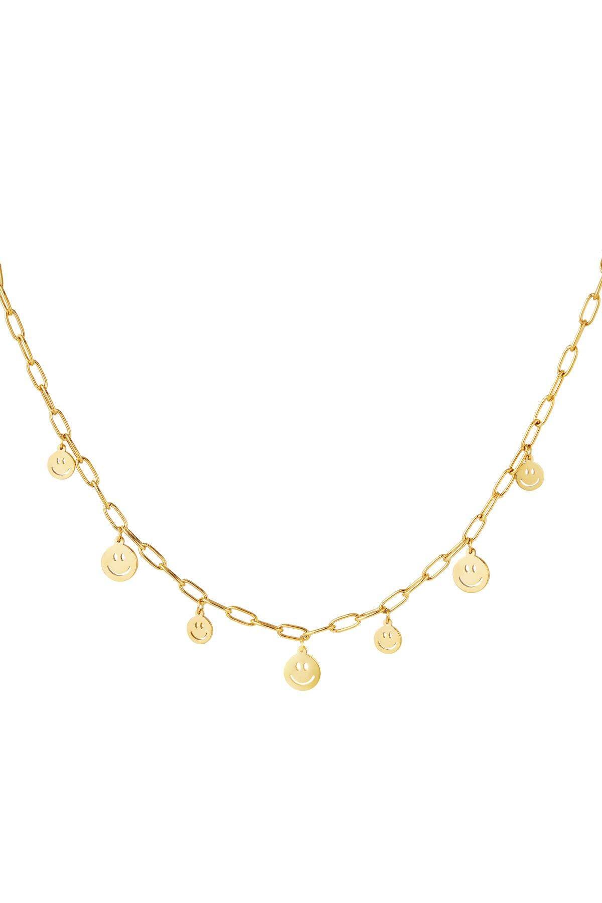 Necklace multiple smileys Gold Color Stainless Steel