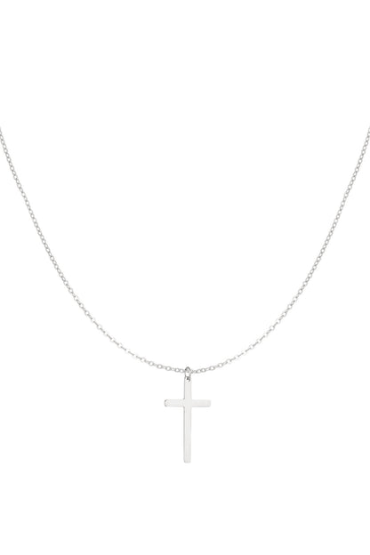 Necklace cross charm - Silver Color color