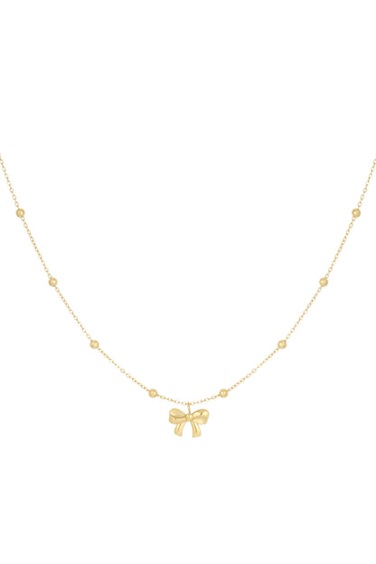 necklace with balls and bow