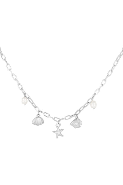short necklace with beach charms