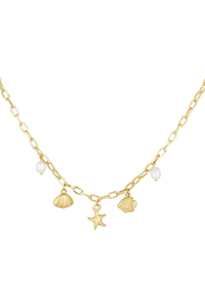 short necklace with beach charms