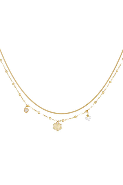 double necklace with heart charm