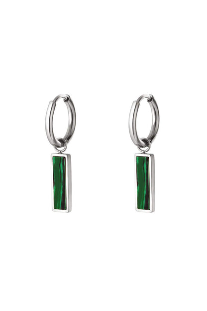 Green bar earrings  Gold Color Stainless Steel