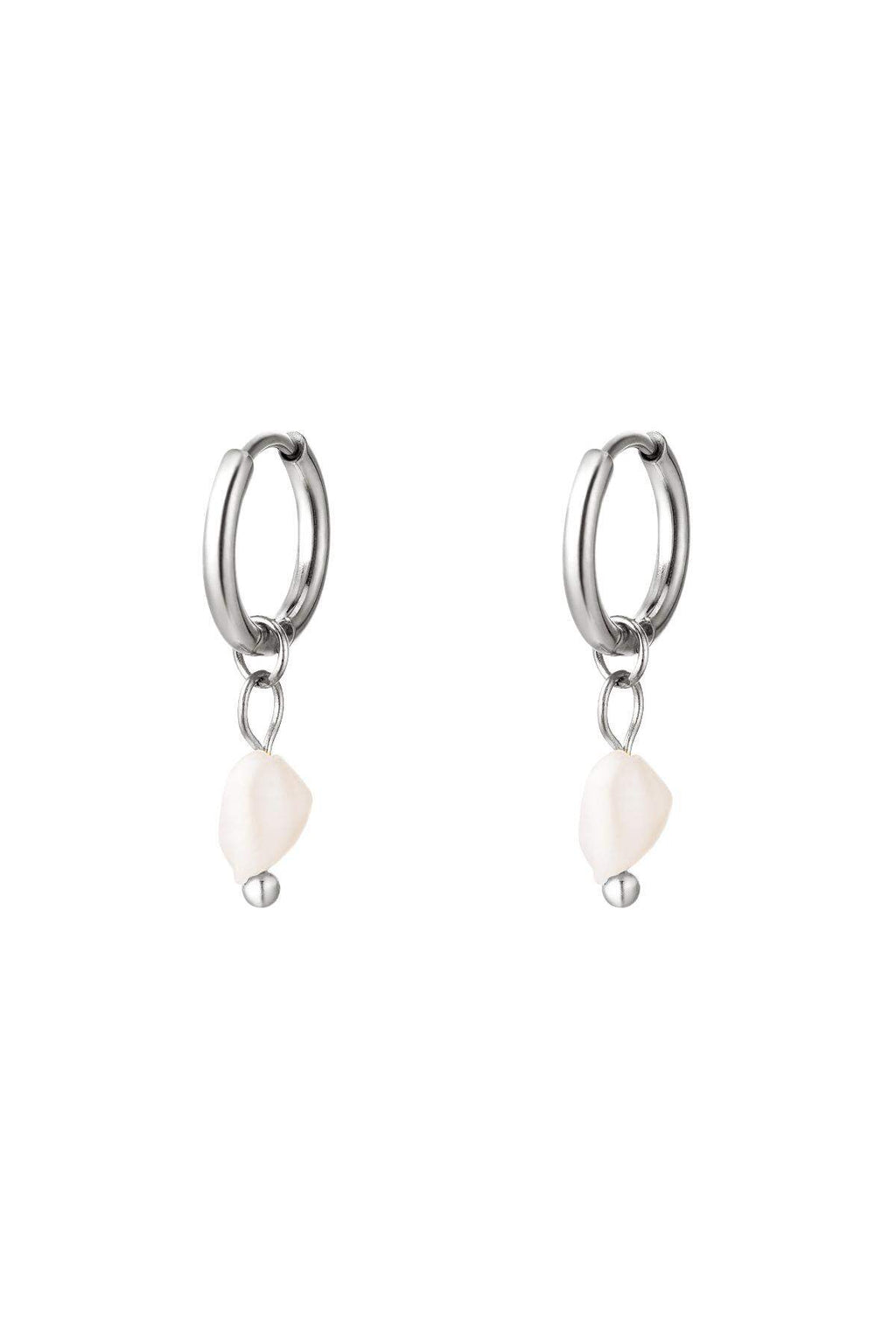 Earrings sweet water pearl Silver Color Stainless Steel