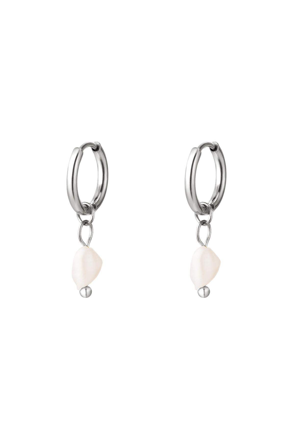 Earrings sweet water pearl Silver Color Stainless Steel
