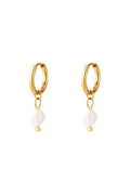 Earrings sweet water pearl Silver Color Stainless Steel