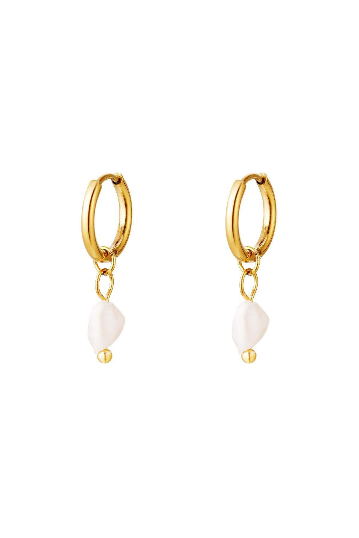 Earrings sweet water pearl Silver Color Stainless Steel