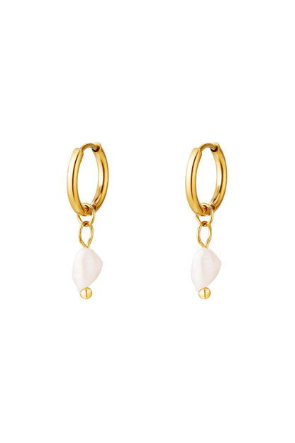 Earrings sweet water pearl Silver Color Stainless Steel