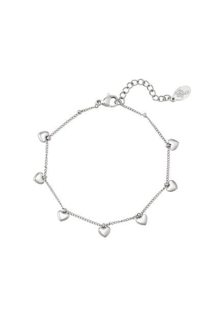 Bracelet with heart charms Gold Color Stainless Steel