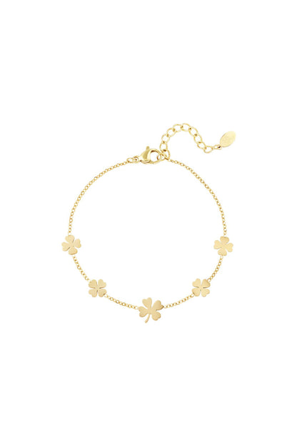 Bracelet 5 clovers Gold Color Stainless Steel