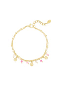 Bracelet with coins and beads - pink/Gold color 