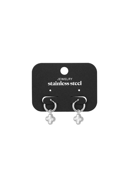 Earrings clover class - Silver Color color