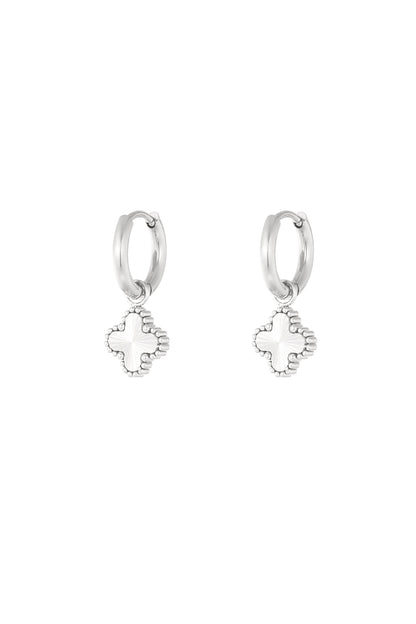 Earrings clover class - Silver Color color