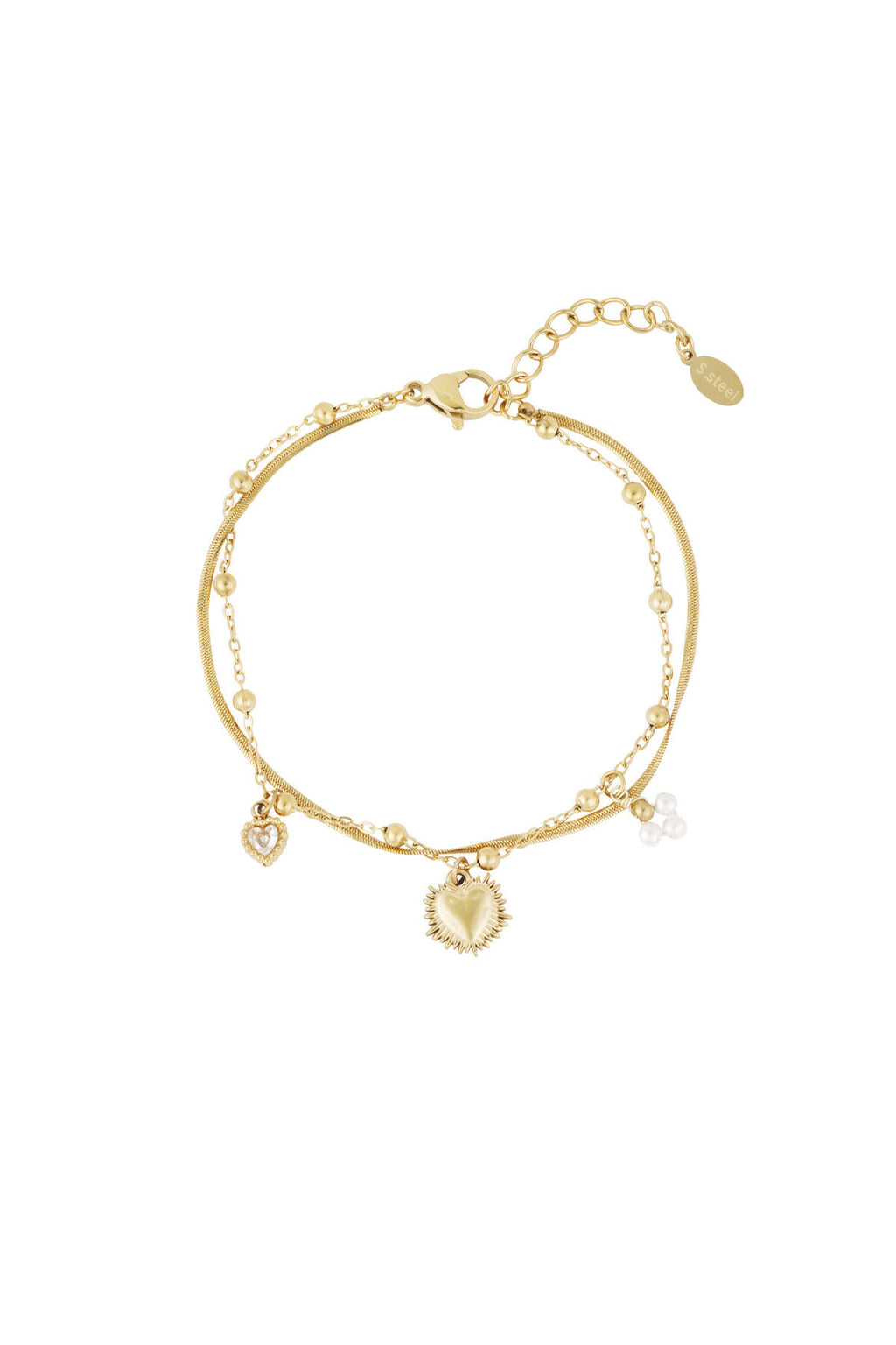 double bracelet with heart charm