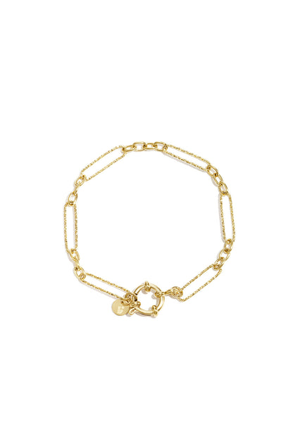 Bracelet with front clasp and varying shapes of links