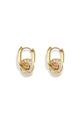 Oval earrings with set circle pendant