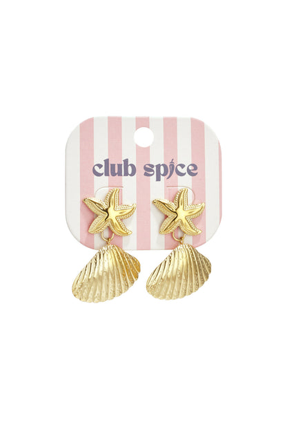Earrings with starfish and shell