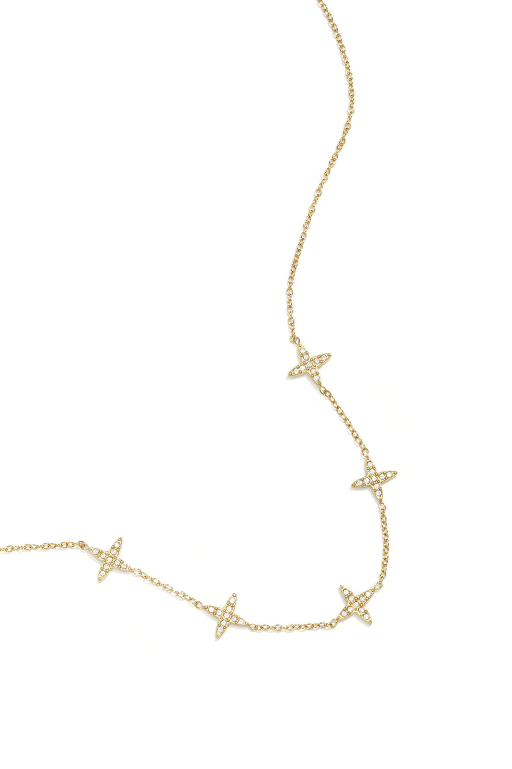 Necklace with clover motif and inlaid clovers