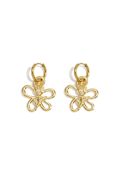 Earrings with rose in flower pendant