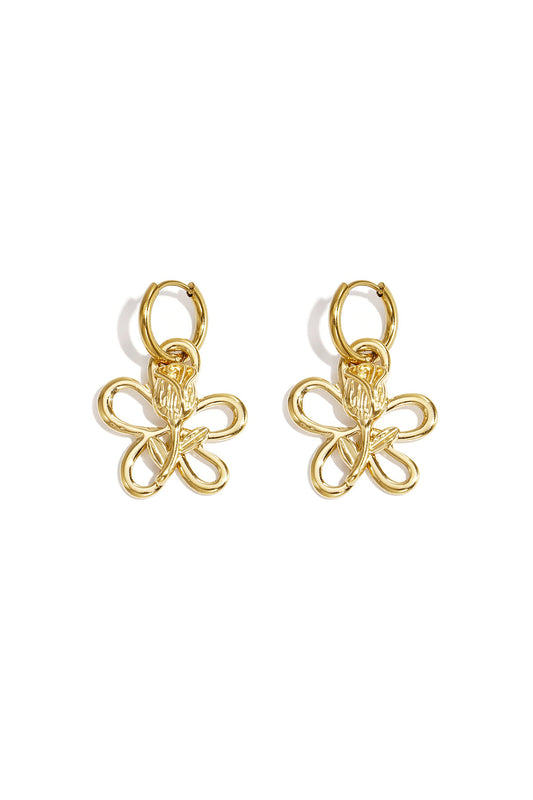 Earrings with rose in flower pendant