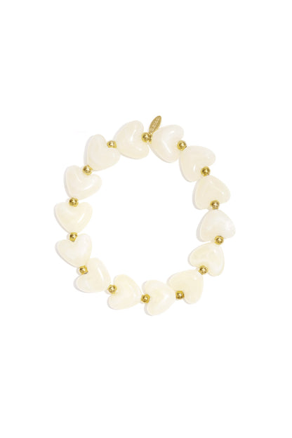 Elastic heart beaded bracelet