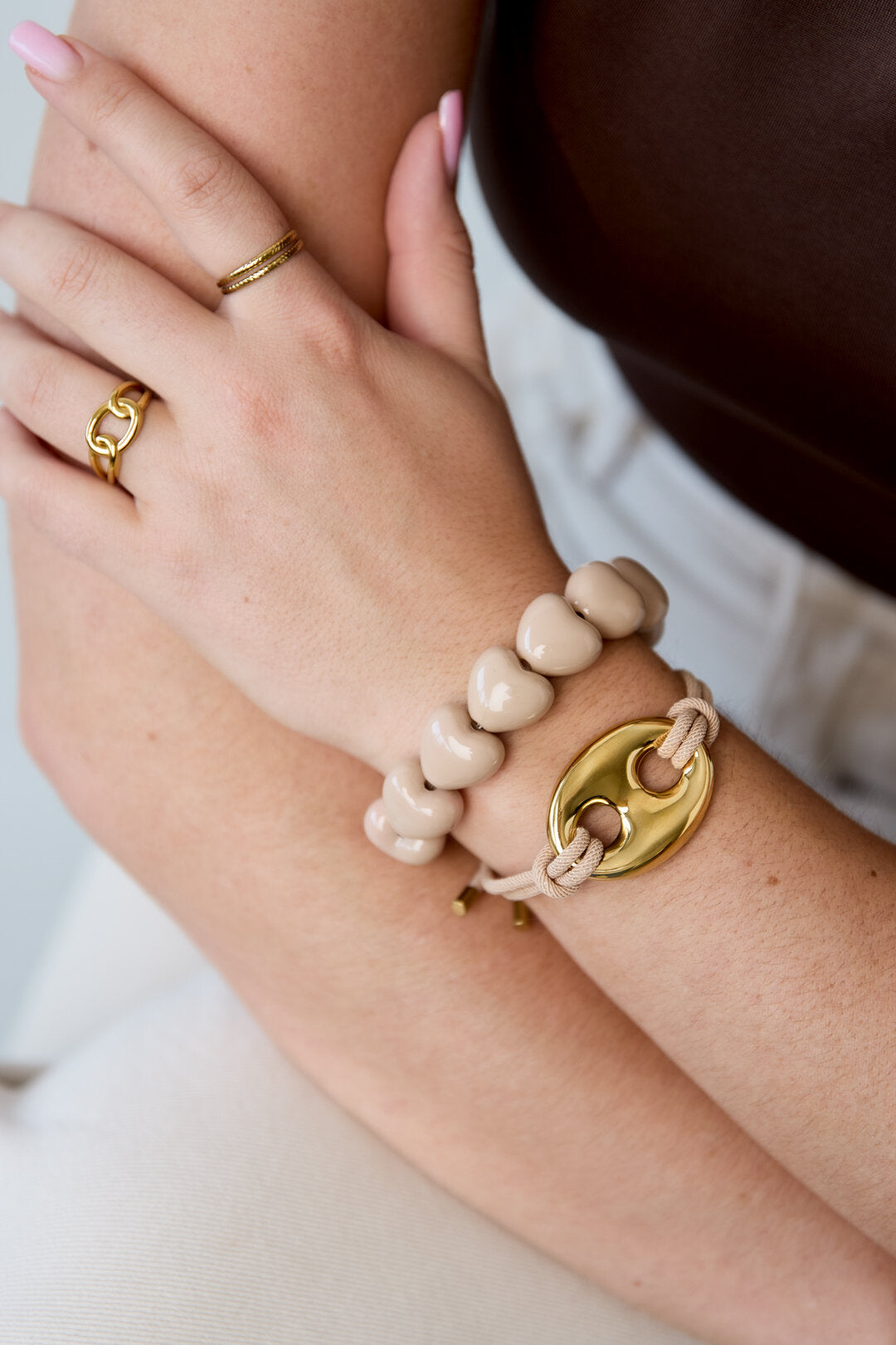 Satin cord bracelet with button detail
