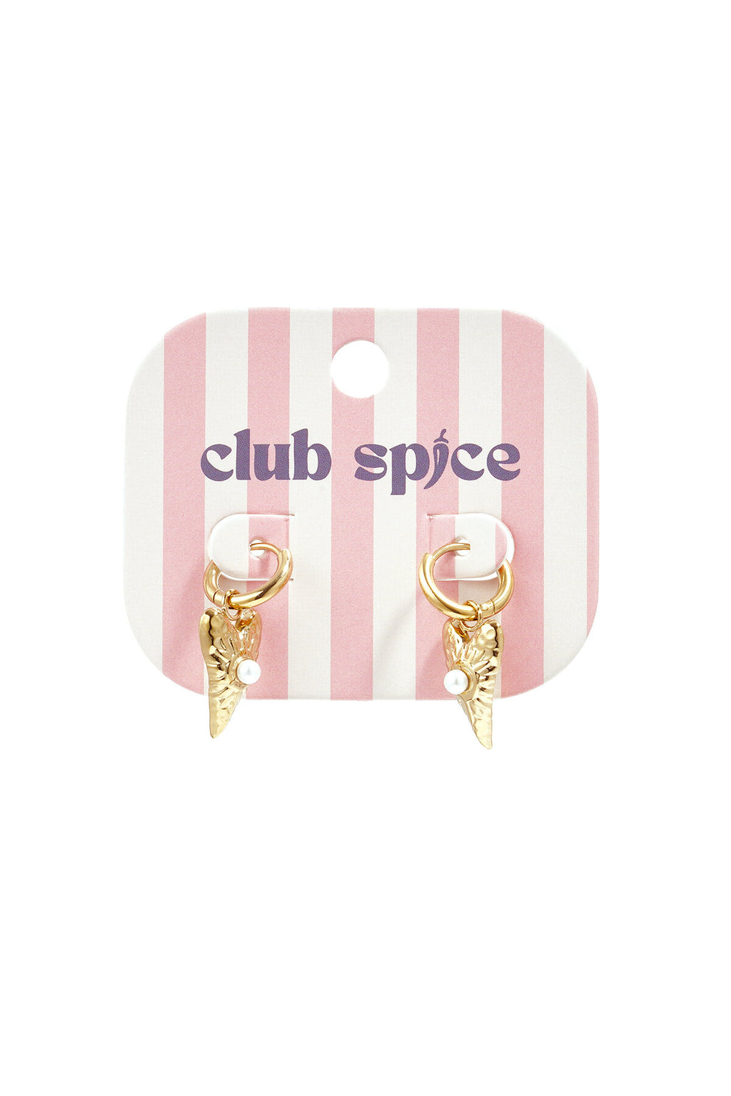 Small earrings with long heart charm with pearl